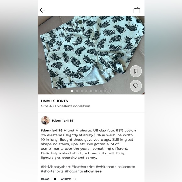 H and M feather print hot pants. - Picture 10 of 11